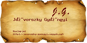 Jávorszky Gyöngyi névjegykártya